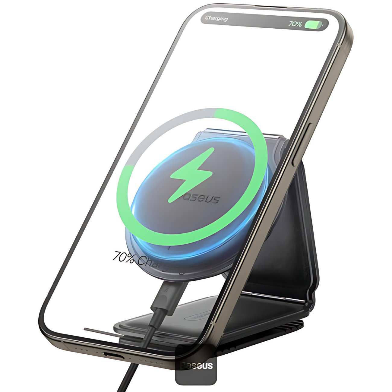 هولدر و شارژر بی سیم مگنتی تاشو داخل خودرو 15 وات بیسوس C40169003111-00