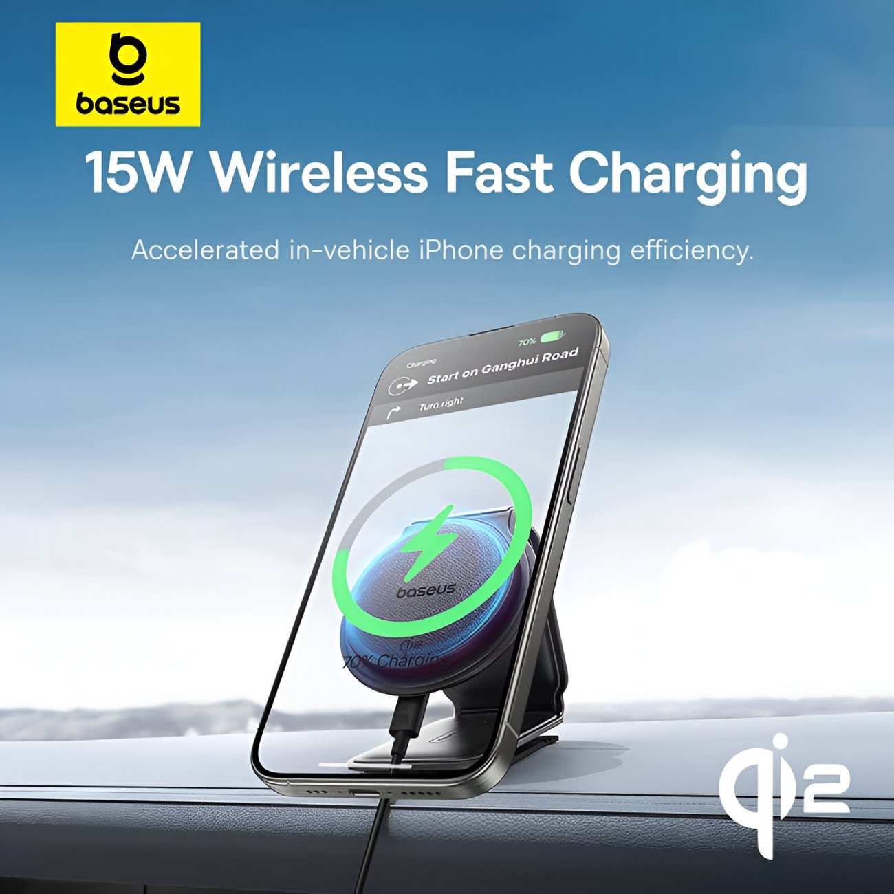 هولدر و شارژر بی سیم مگنتی تاشو داخل خودرو 15 وات بیسوس C40169003111-00