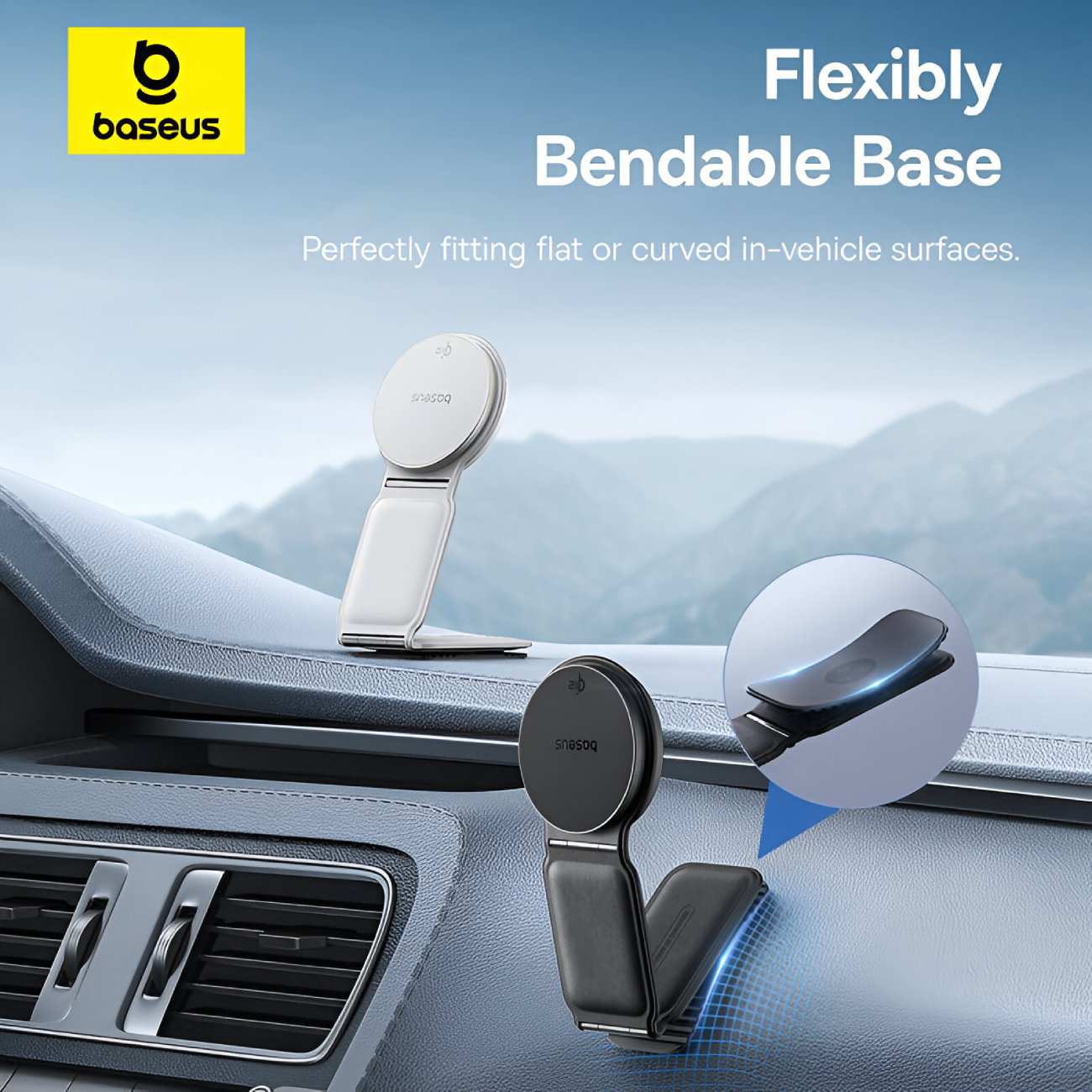 هولدر و شارژر بی سیم مگنتی تاشو داخل خودرو 15 وات بیسوس C40169003111-00