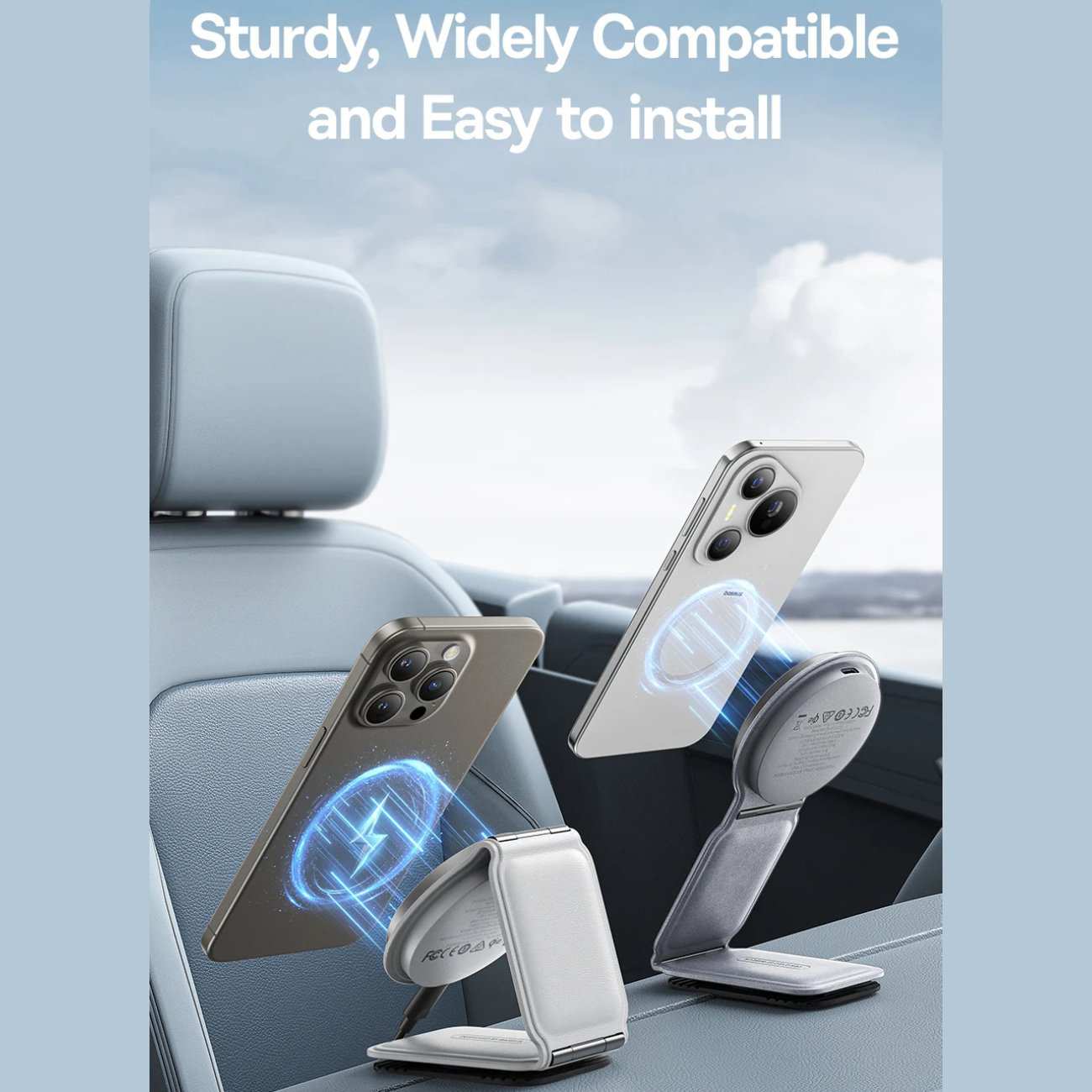 هولدر و شارژر بی سیم مگنتی تاشو داخل خودرو 15 وات بیسوس C40169003111-00