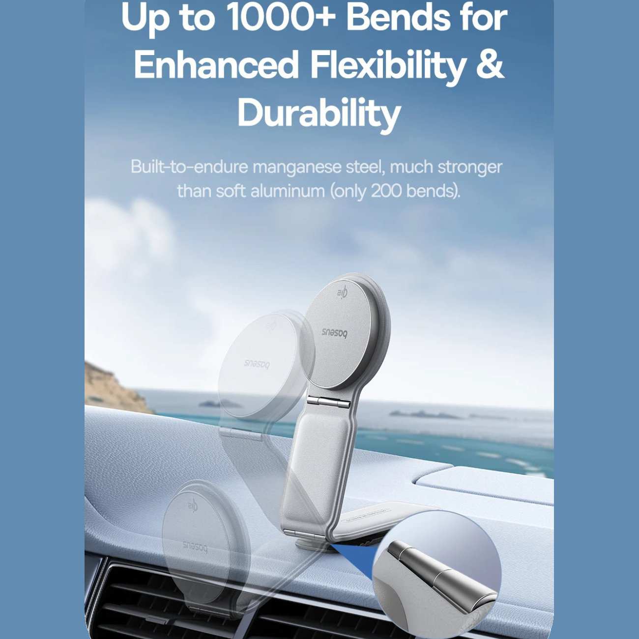 هولدر و شارژر بی سیم مگنتی تاشو داخل خودرو 15 وات بیسوس C40169003111-00