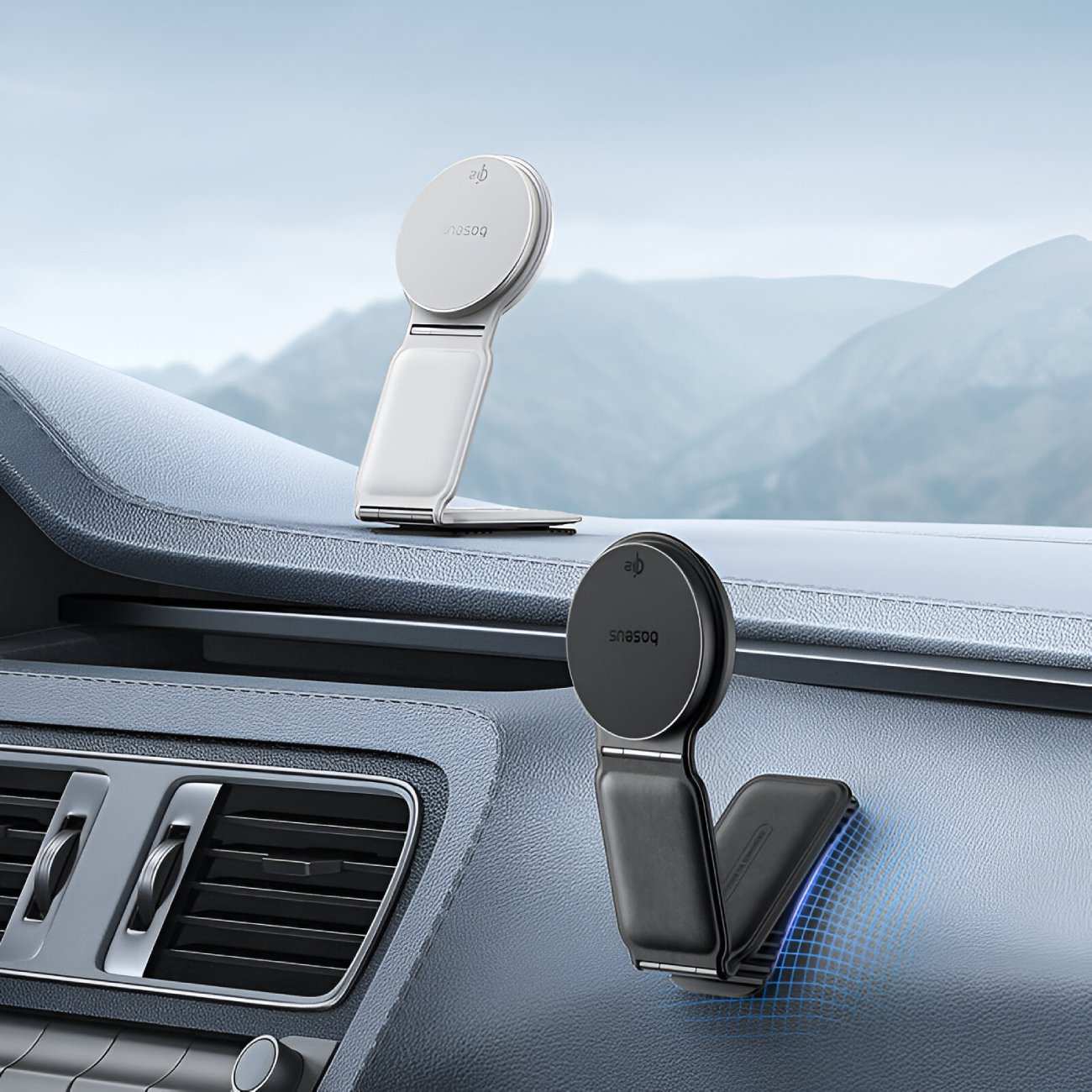 هولدر و شارژر بی سیم مگنتی تاشو داخل خودرو 15 وات بیسوس C40169003111-00