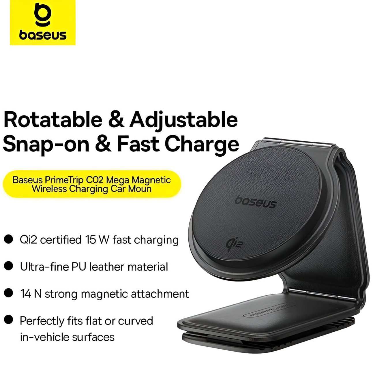 هولدر و شارژر بی سیم مگنتی تاشو داخل خودرو 15 وات بیسوس C40169003111-00