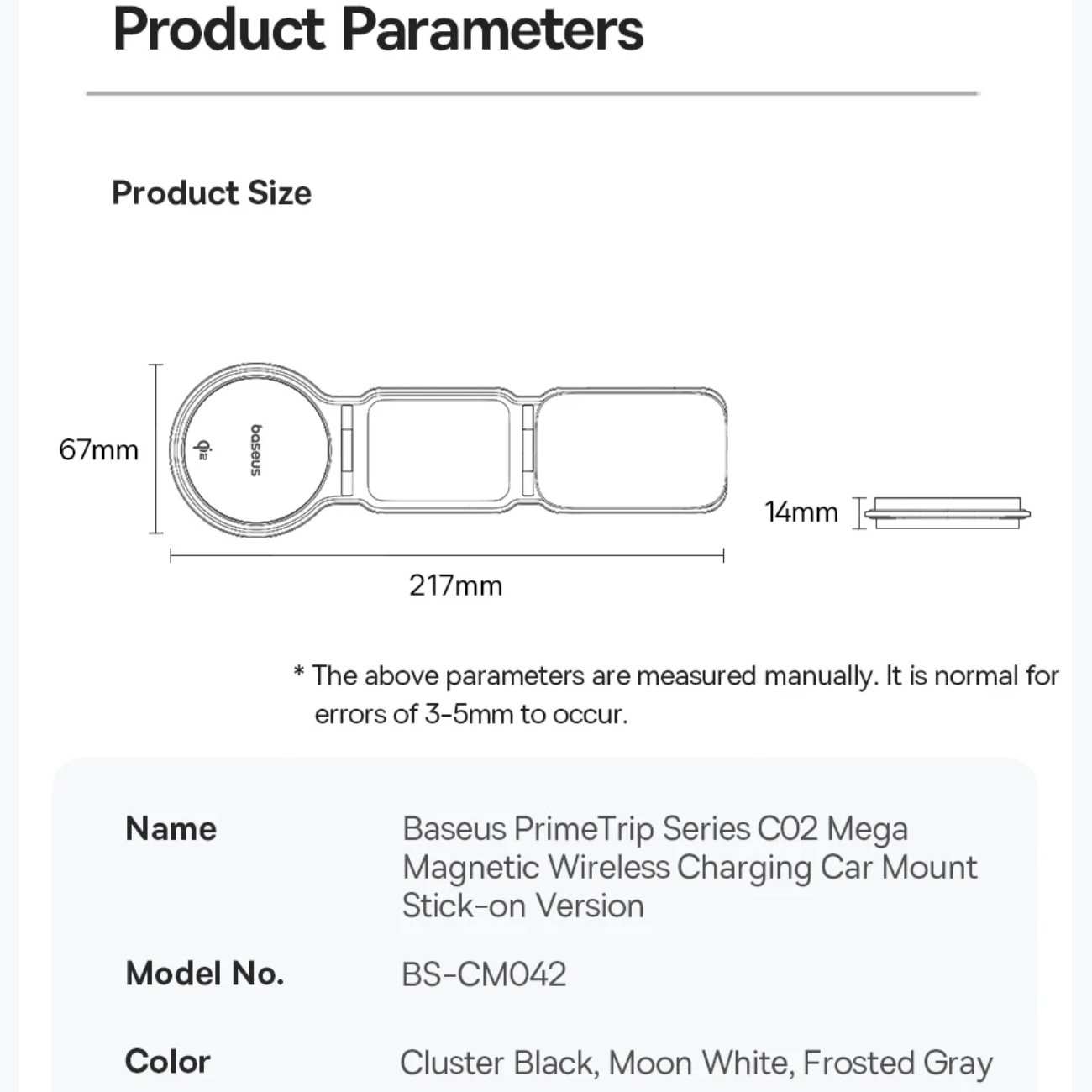 هولدر و شارژر بی سیم مگنتی تاشو داخل خودرو 15 وات بیسوس C40169003111-00