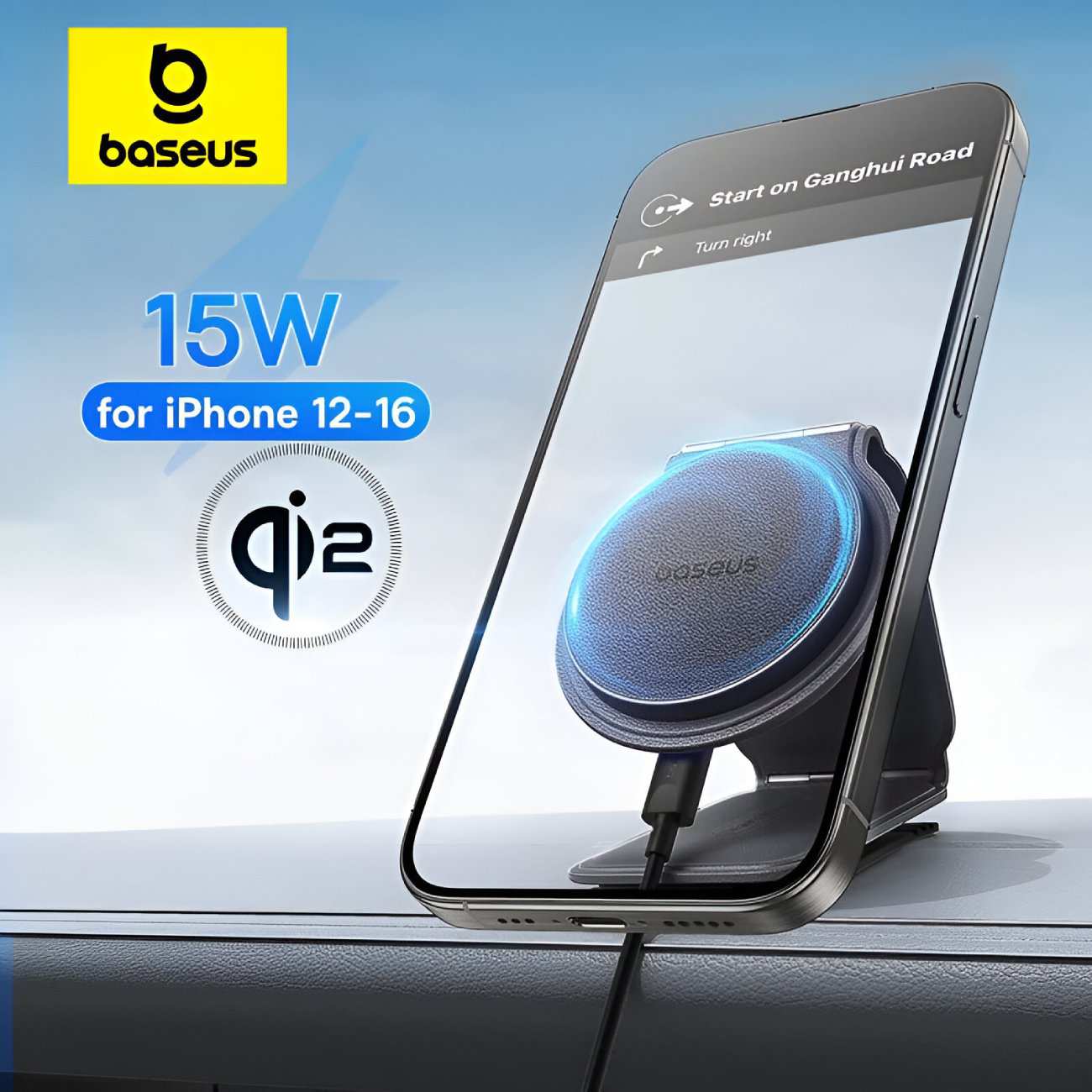 هولدر و شارژر بی سیم مگنتی تاشو داخل خودرو 15 وات بیسوس C40169003111-00