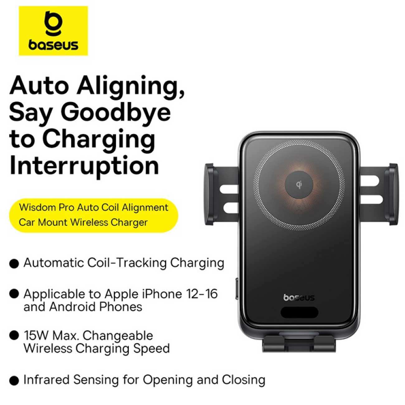 هولدر و شارژر وایرلس گوشی موبایل داخل خودرو بیسوس BS-CM051 C40381501123-00