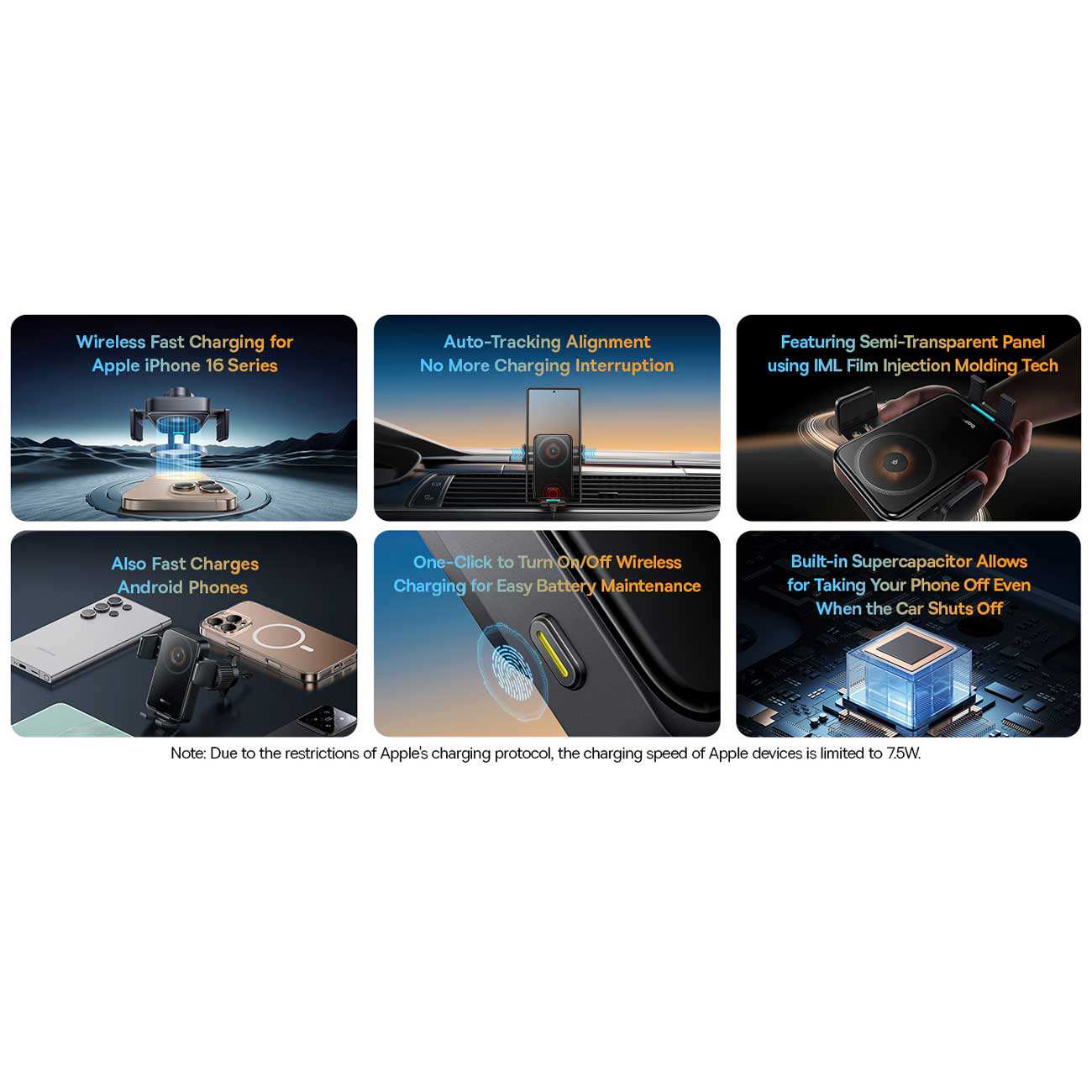 هولدر و شارژر وایرلس گوشی موبایل داخل خودرو بیسوس BS-CM051 C40381501123-00