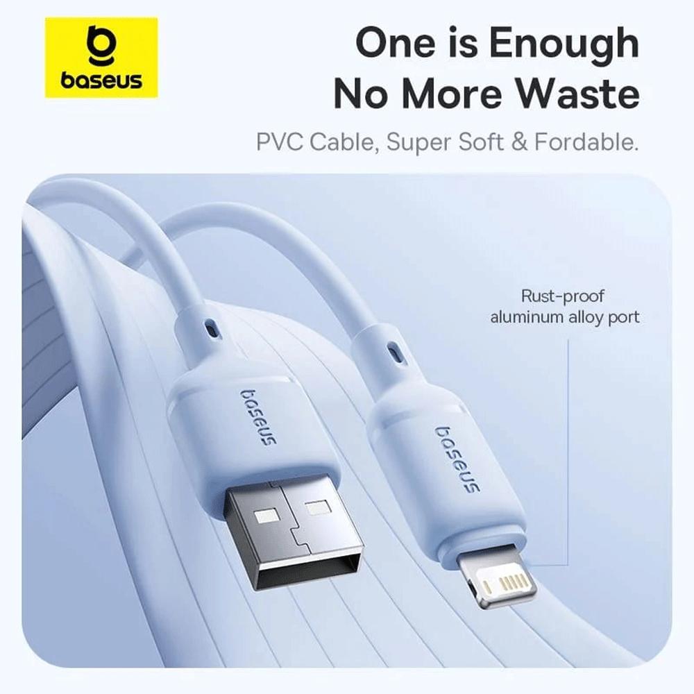 کابل فست شارژ یو اس بی به لایتنینگ 2.4 آمپر یک متری بیسوس P10377702113-00