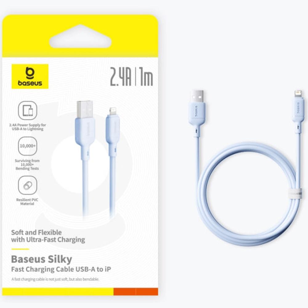 کابل فست شارژ یو اس بی به لایتنینگ 2.4 آمپر یک متری بیسوس P10377702113-00