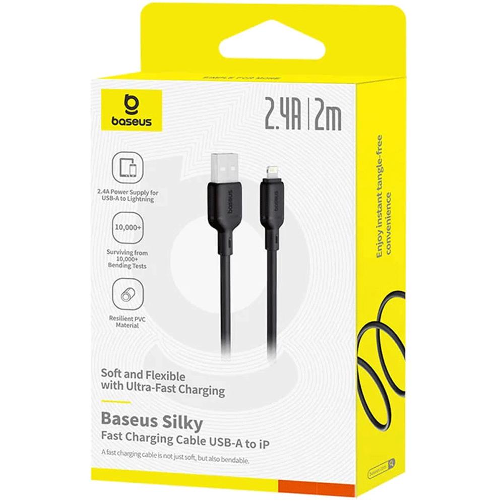 کابل فست شارژ یو اس بی به لایتنینگ 2.4 آمپر یک متری بیسوس P10377702113-00