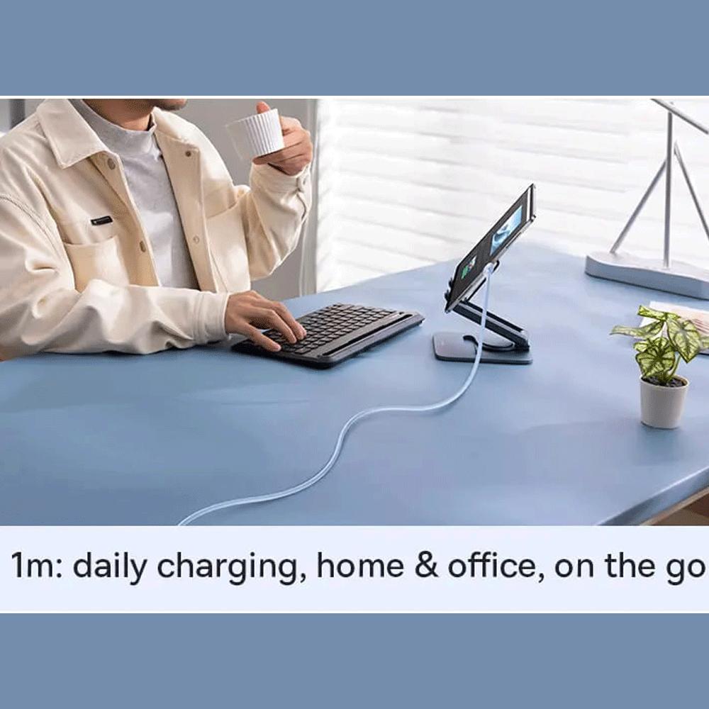 کابل فست شارژ یو اس بی به لایتنینگ 2.4 آمپر یک متری بیسوس P10377702113-00