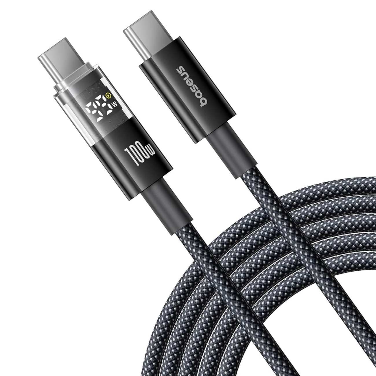 کابل فست شارژ یو اس بی به تایپ سی 100 وات یک متری بیسوس Display 2 p10382701121-00