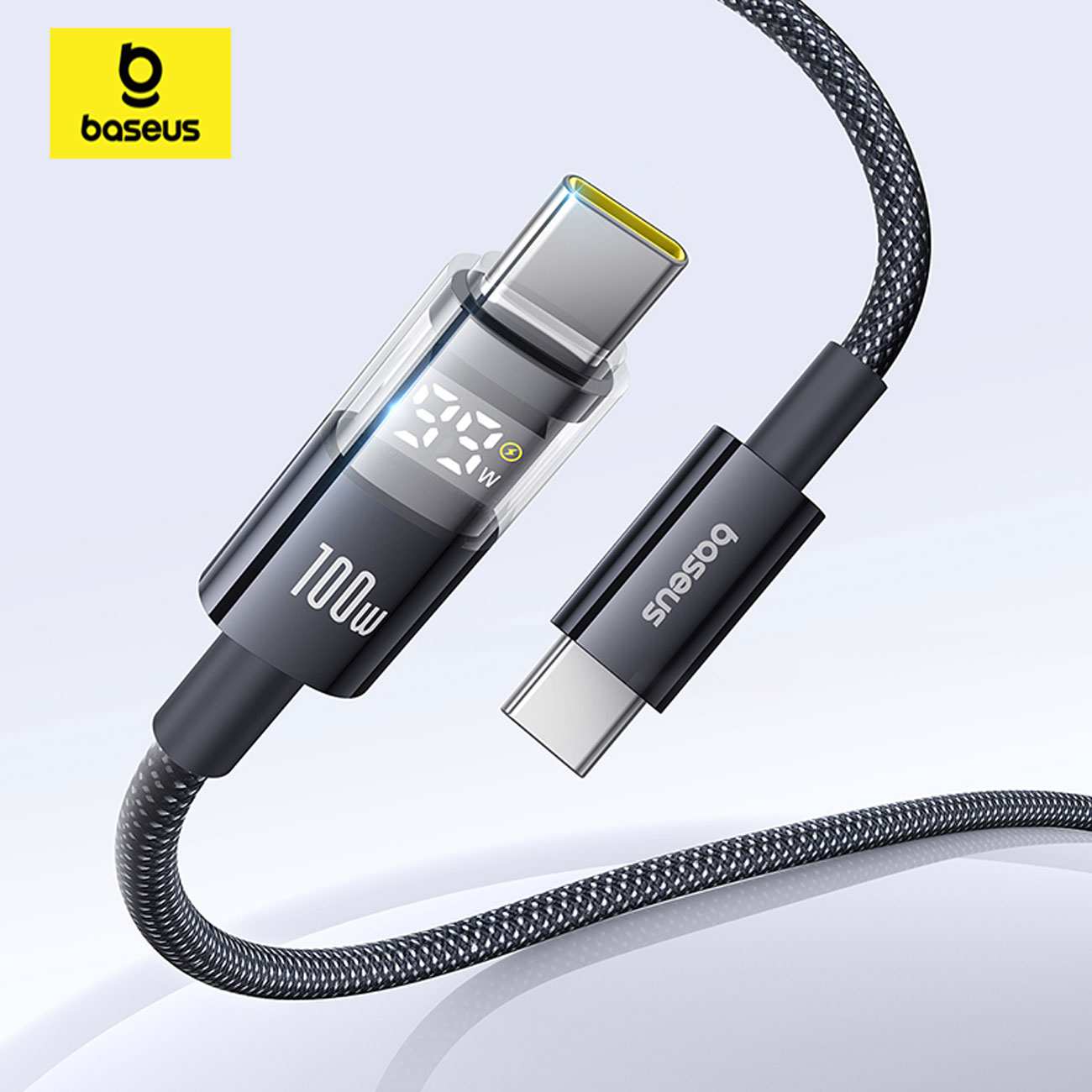 کابل فست شارژ یو اس بی به تایپ سی 100 وات یک متری بیسوس Display 2 p10382701121-00
