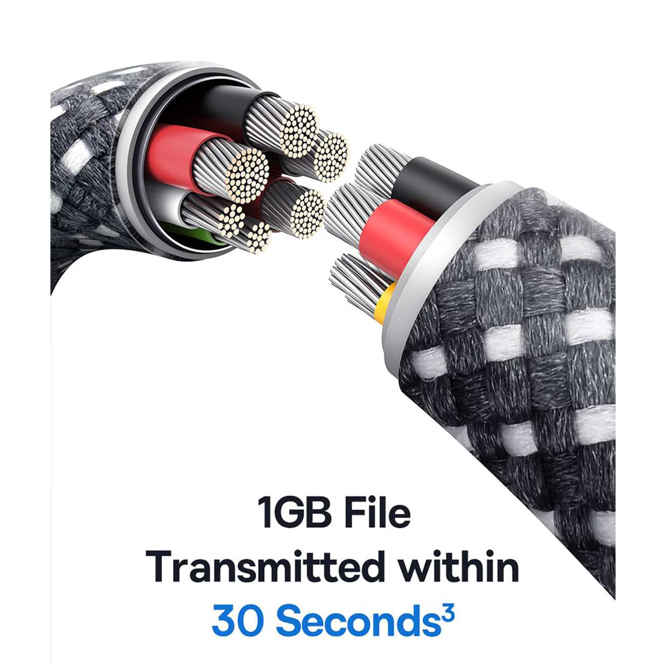 کابل فست شارژ یو اس بی به تایپ سی 100 وات یک متری بیسوس Display 2 p10382701121-00