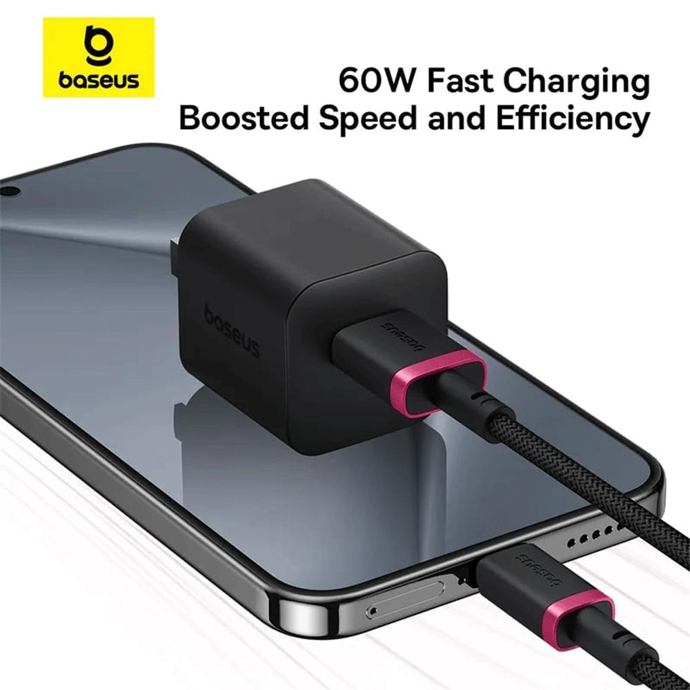 کابل شارژ سریع یواسبی به تایپسی 60 وات یک متری بیسوس P10377802U01-01