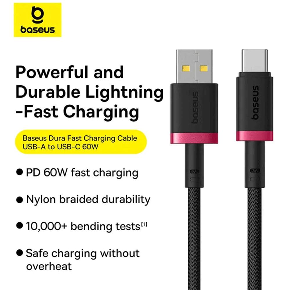 کابل شارژ سریع یواسبی به تایپسی 60 وات یک متری بیسوس P10377802U01-01