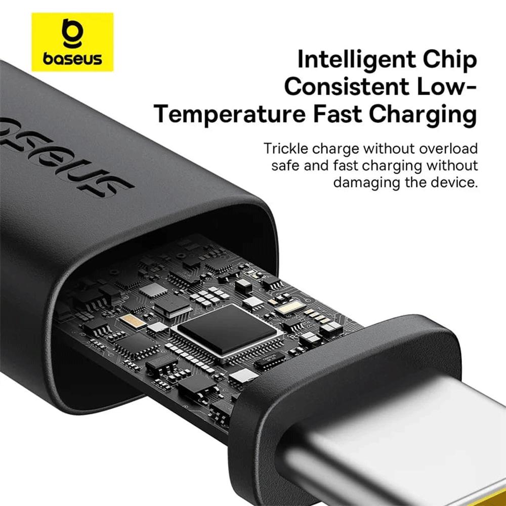 کابل شارژ سریع یواسبی به تایپسی 60 وات یک متری بیسوس P10377802U01-01