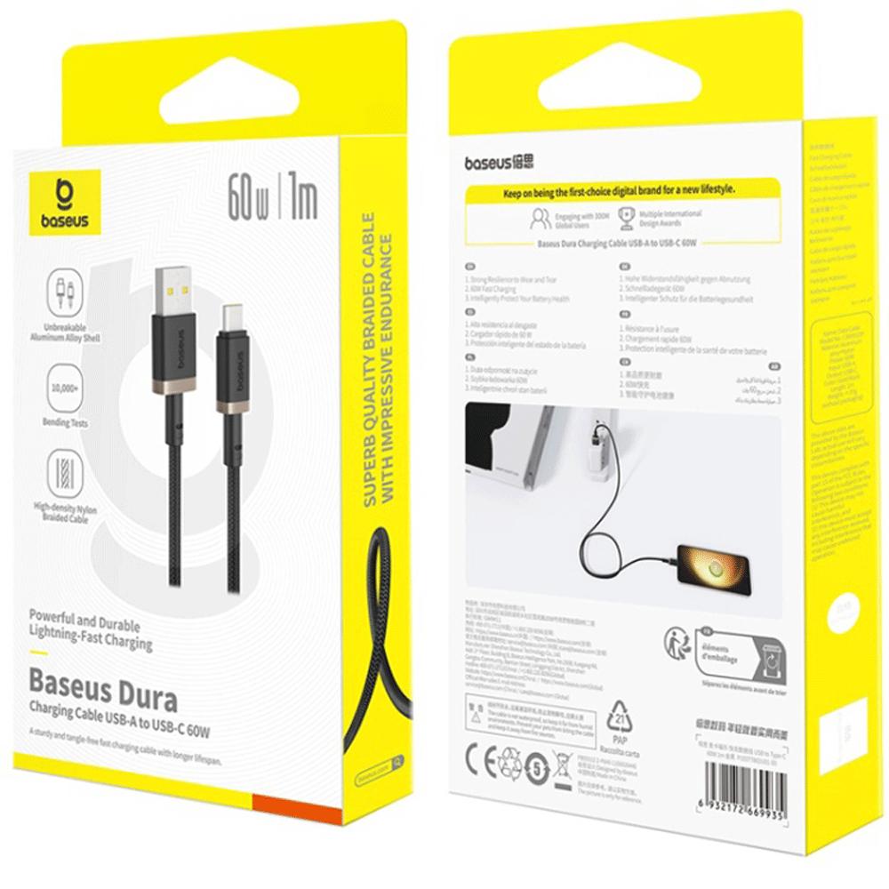 کابل شارژ سریع یواسبی به تایپسی 60 وات یک متری بیسوس P10377802U01-01