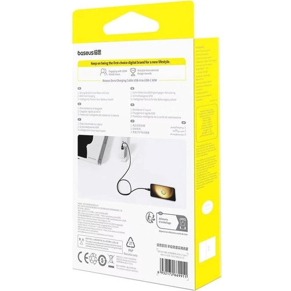 کابل شارژ سریع یواسبی به تایپسی 60 وات یک متری بیسوس P10377802U01-01