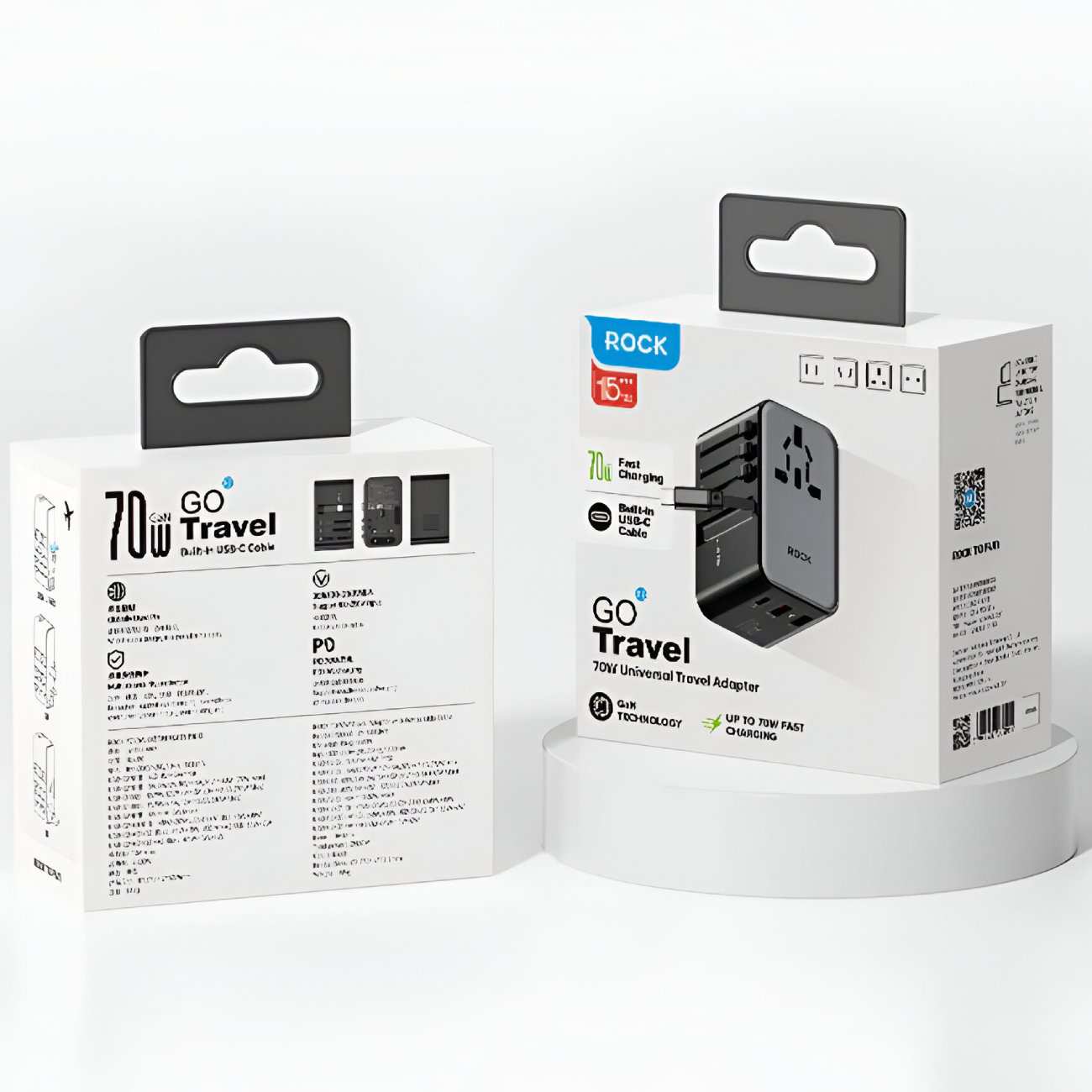 چند راهی برق مکعبی جهانی یک سوکت، دو یو اس بی و یک تایپ سی 70 وات با کابل جمع شونده تایپ سی راک JY-355MAX