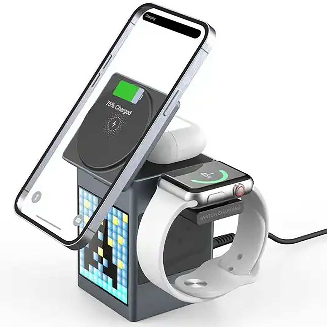 شارژر وایرلس 15 وات دارای اسپیکر بلوتوث وساعت دیجیتال S5