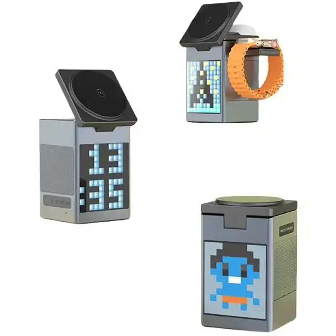 شارژر وایرلس 15 وات دارای اسپیکر بلوتوث وساعت دیجیتال S5