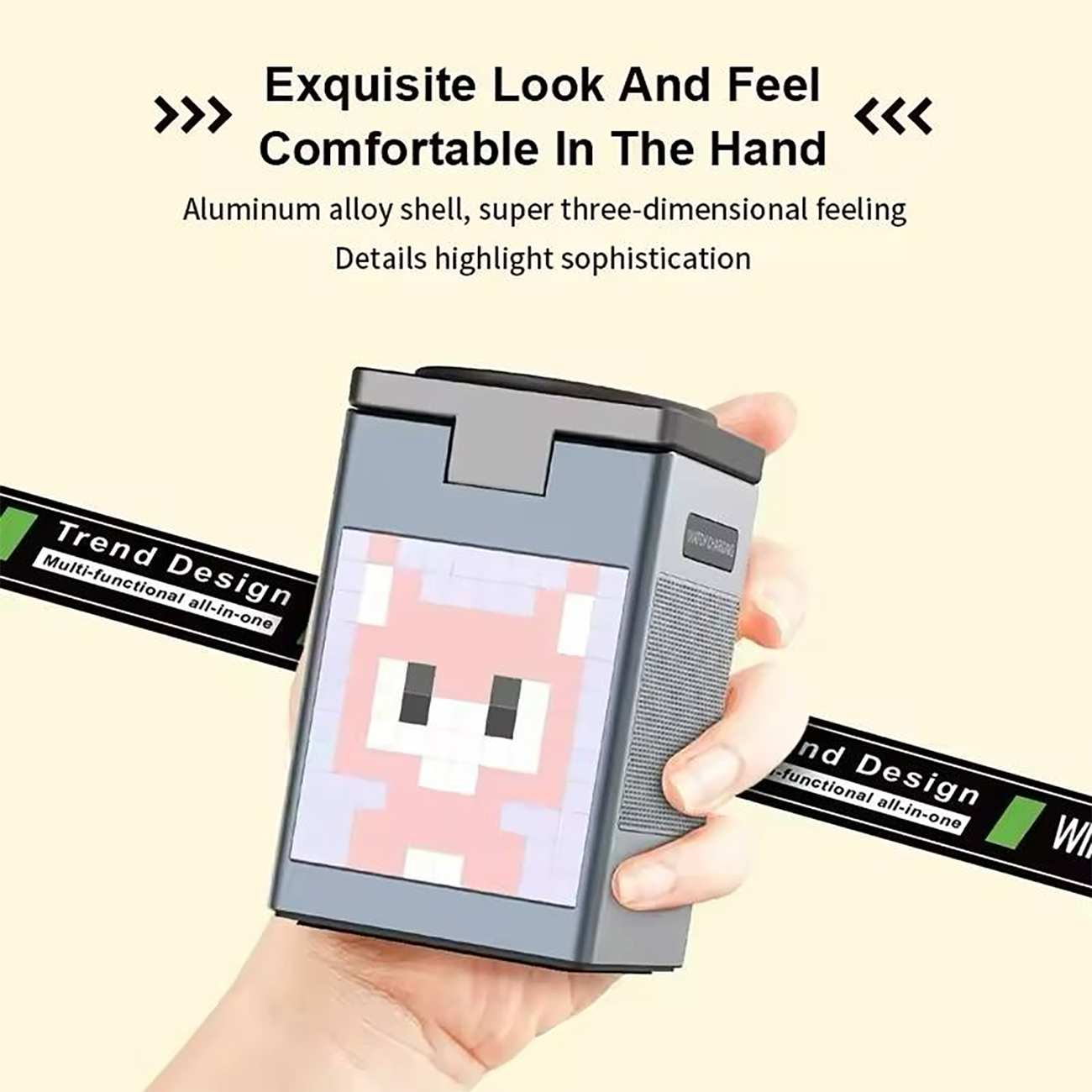 شارژر وایرلس 15 وات دارای اسپیکر بلوتوث وساعت دیجیتال S5