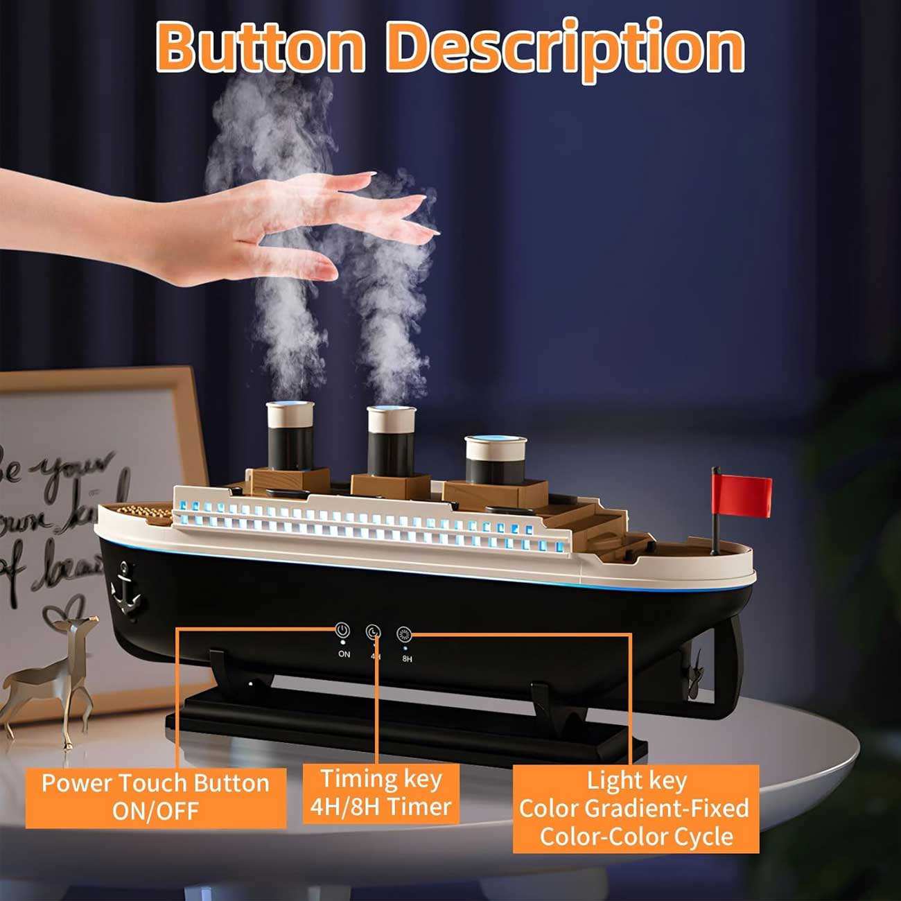 دستگاه بخور سرد و خوشبوکننده هوای طرح کشتی تایتانیک با ریموت کنترل 299