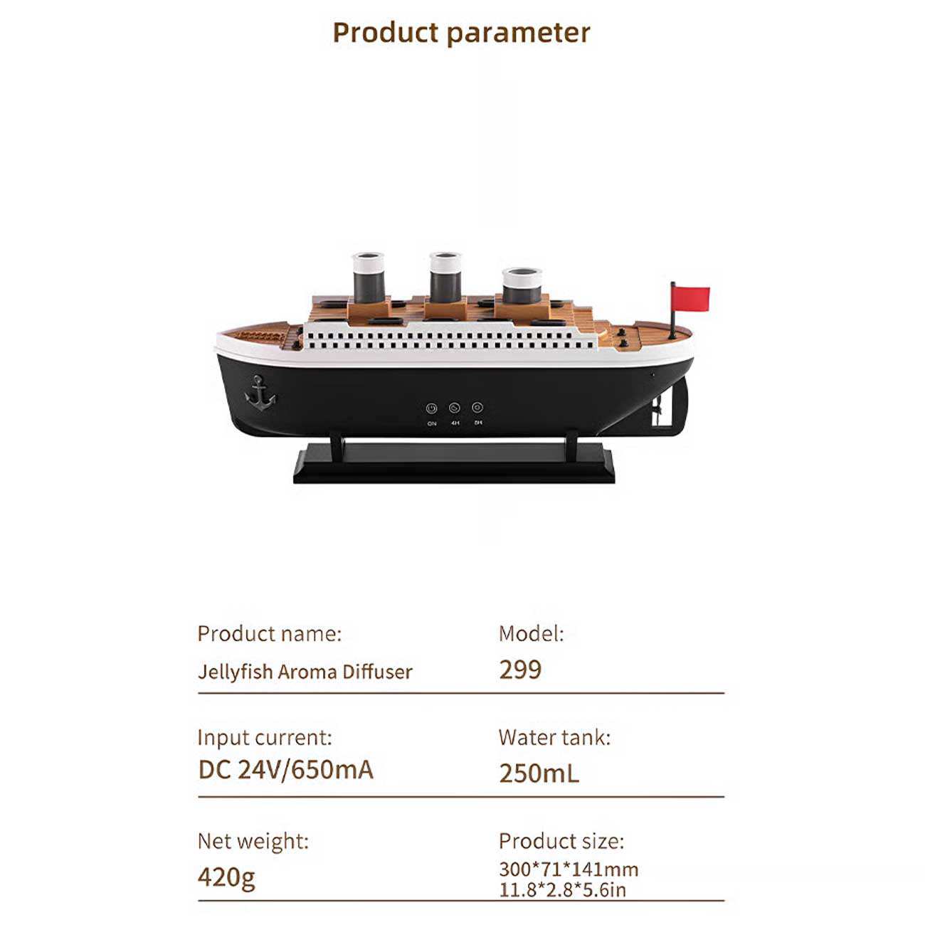دستگاه بخور سرد و خوشبوکننده هوای طرح کشتی تایتانیک با ریموت کنترل 299