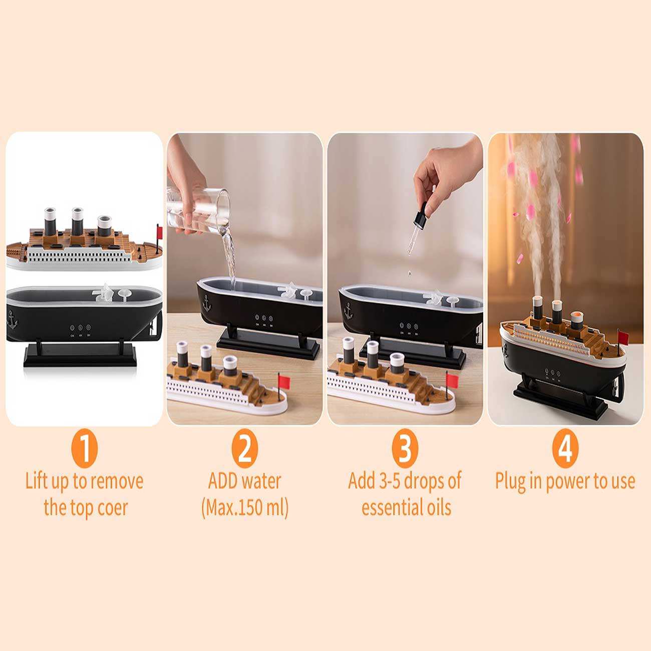 دستگاه بخور سرد و خوشبوکننده هوای طرح کشتی تایتانیک با ریموت کنترل 299