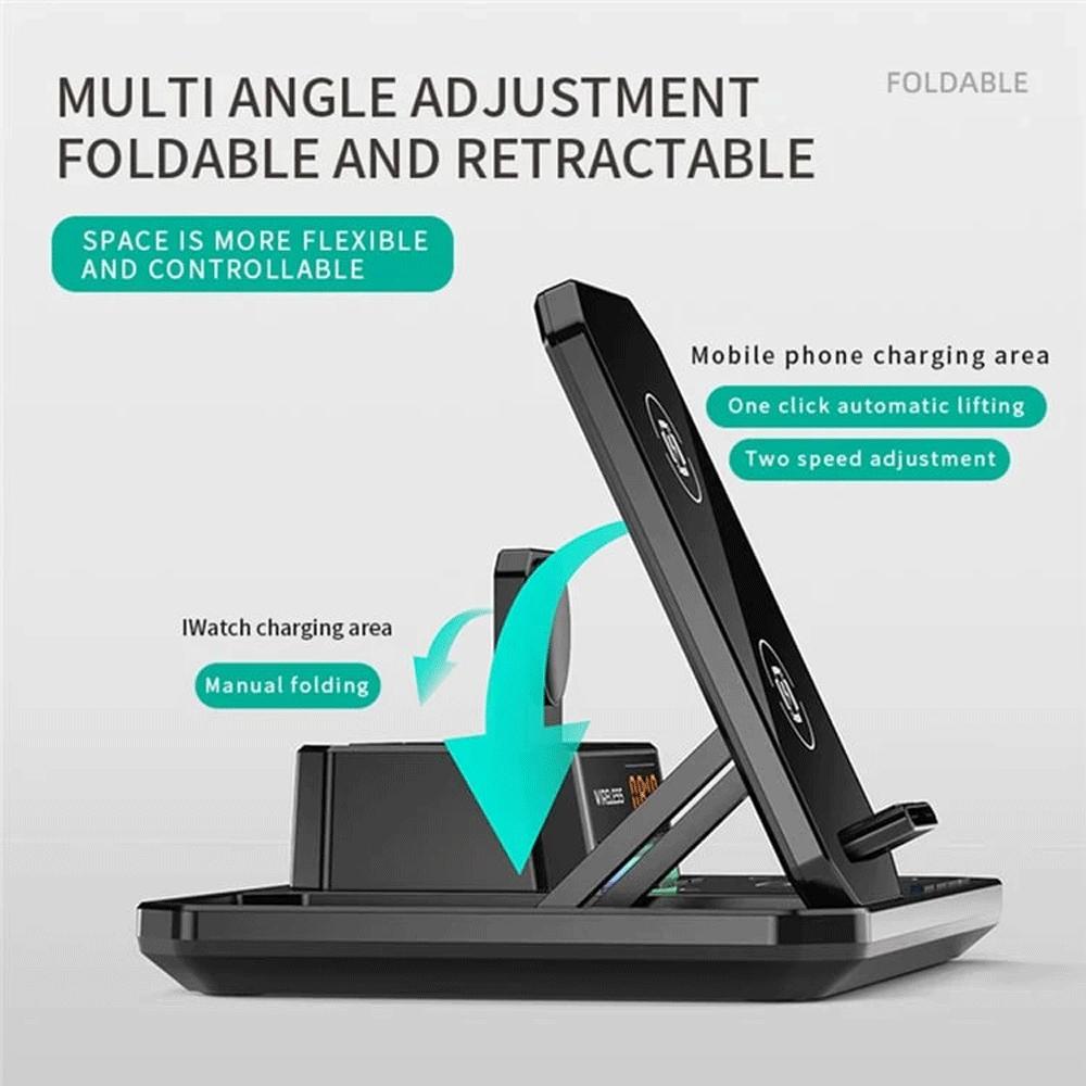 شارژر وایرلس 15 وات و اسپیکر رومیزی C18 با چراغ RGB