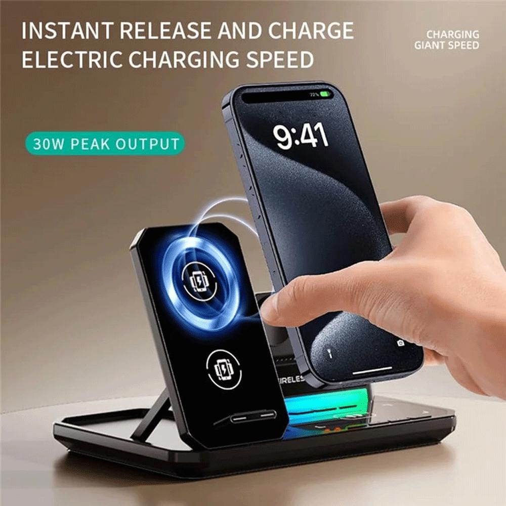 شارژر وایرلس 15 وات و اسپیکر رومیزی C18 با چراغ RGB