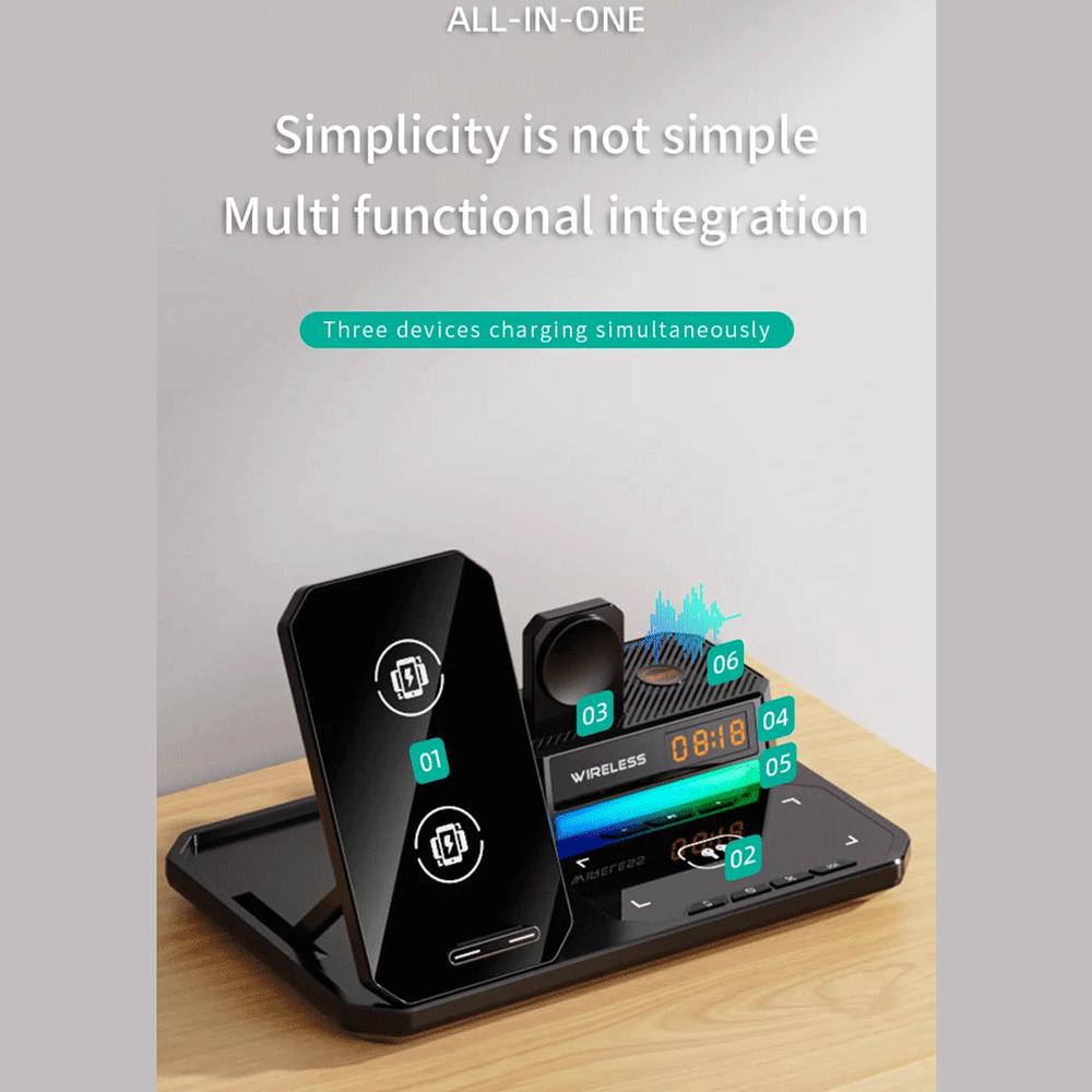 شارژر وایرلس 15 وات و اسپیکر رومیزی C18 با چراغ RGB