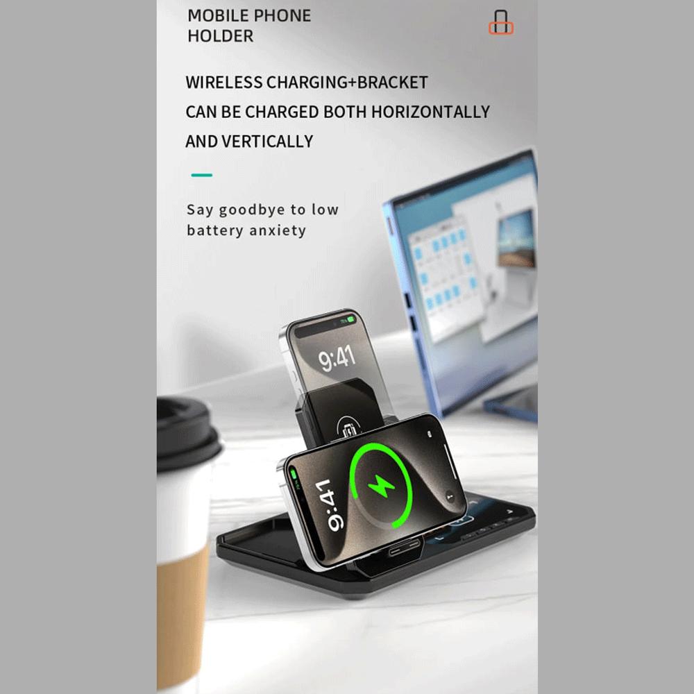 شارژر وایرلس 15 وات و اسپیکر رومیزی C18 با چراغ RGB