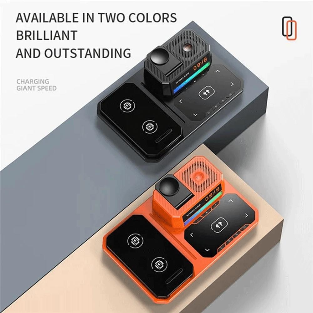 شارژر وایرلس 15 وات و اسپیکر رومیزی C18 با چراغ RGB