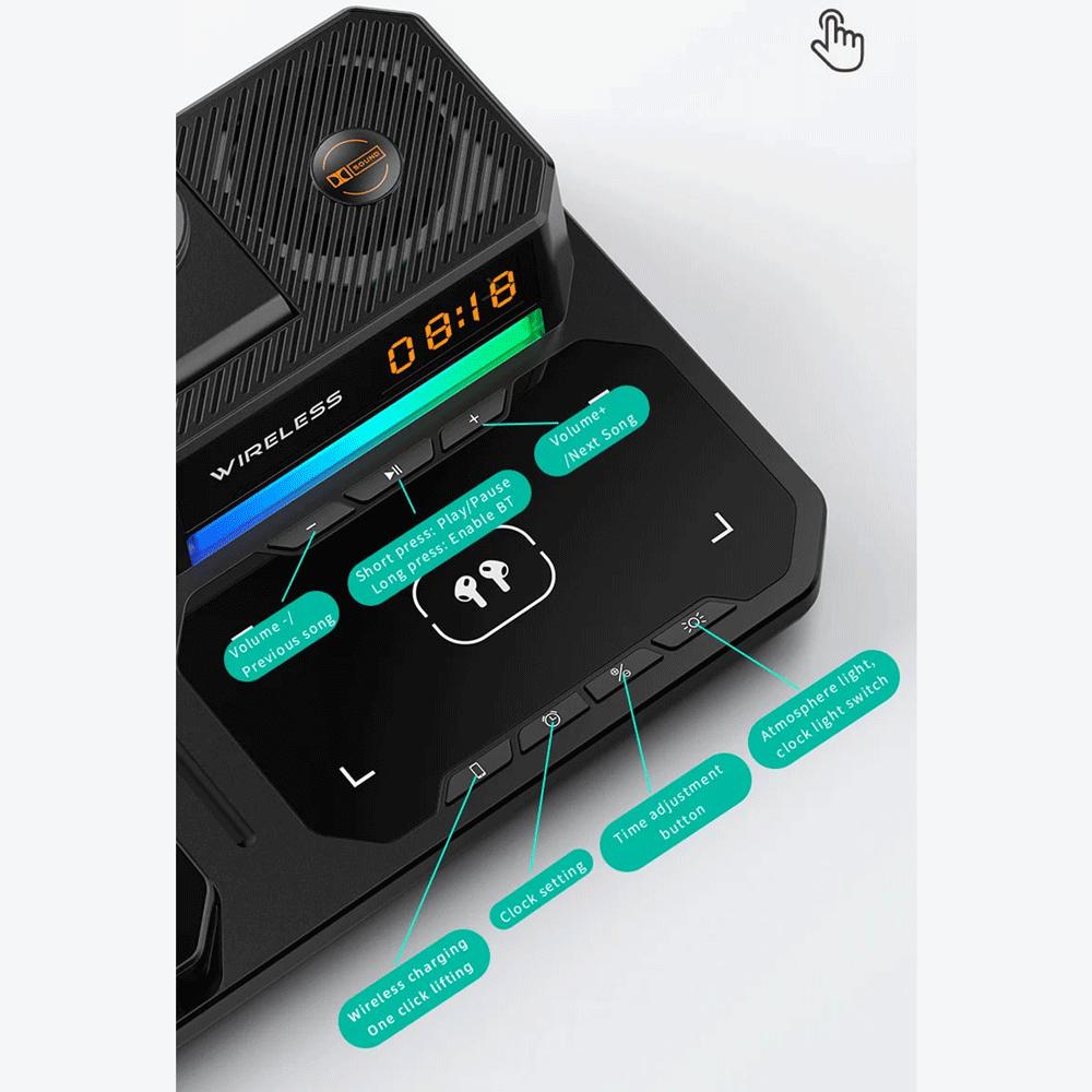 شارژر وایرلس 15 وات و اسپیکر رومیزی C18 با چراغ RGB