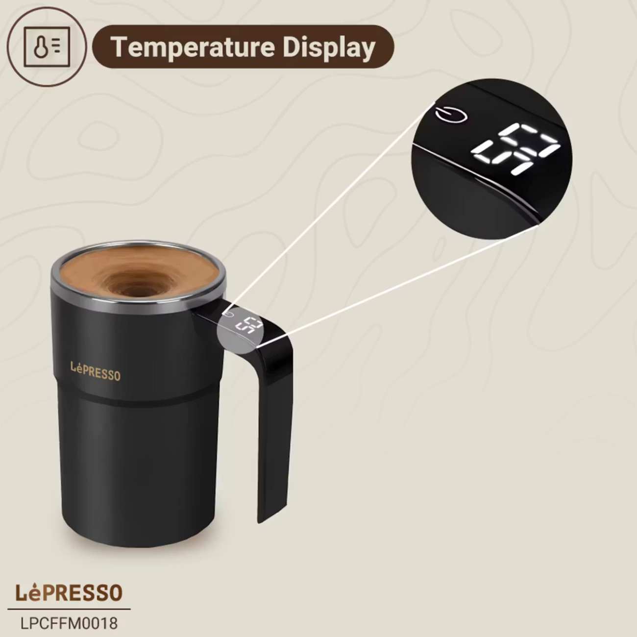 ماگ همزندار مغناطیسی خودکار شارژی 380 میلیلیتری لپرسو LPCFFM0018