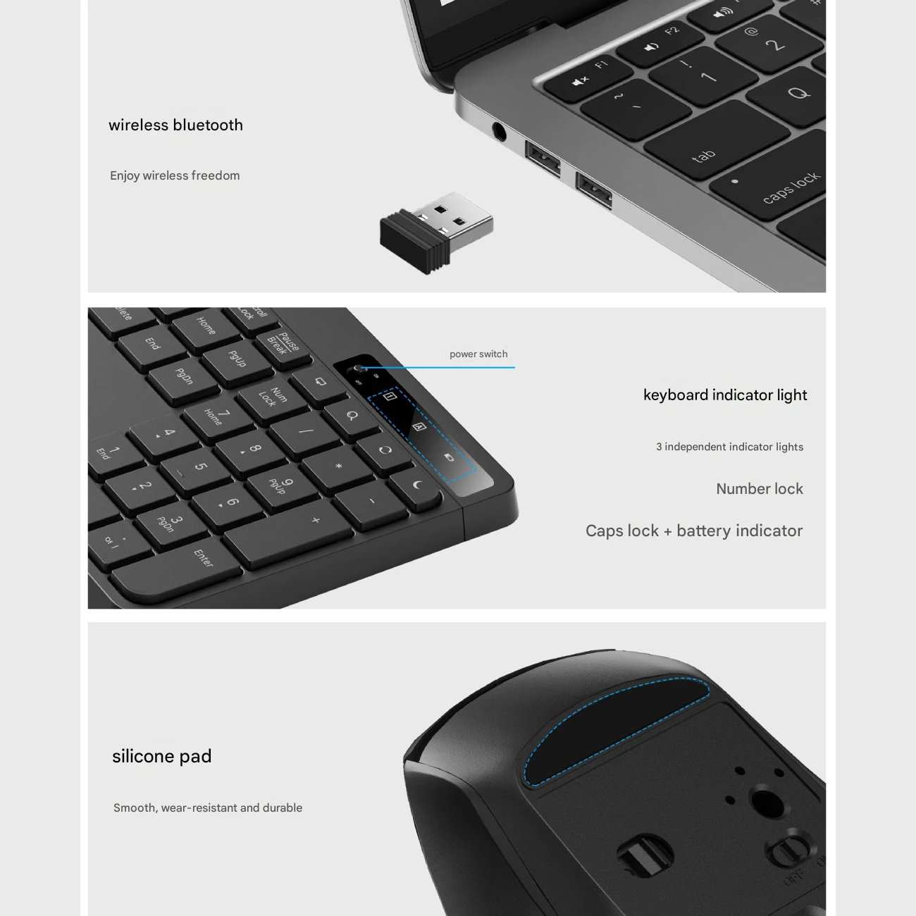 ست موس و کیبورد بیسیم بیصدا ویوو KM-01
