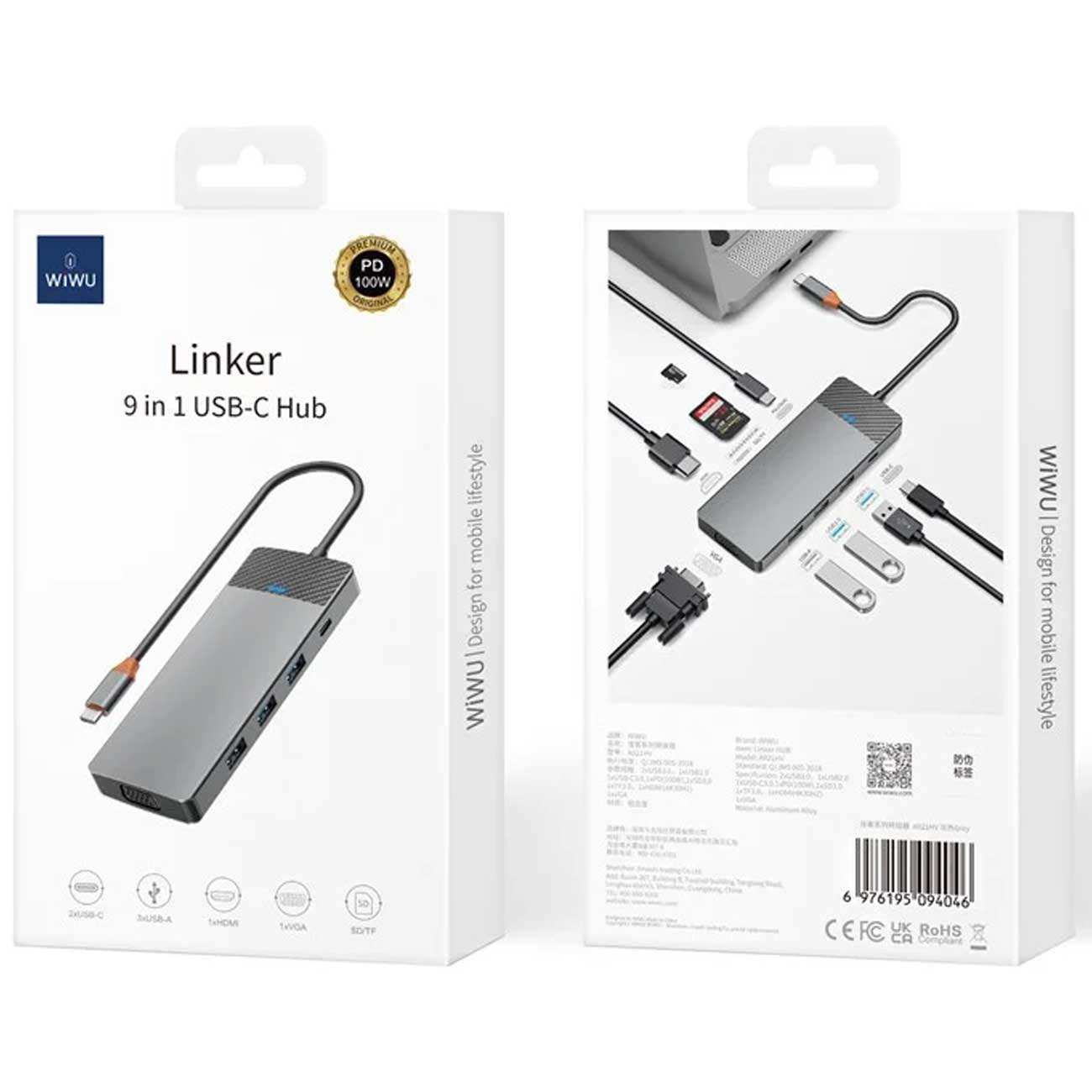 هاب تایپ سی 9 پورت ویوو A921HV