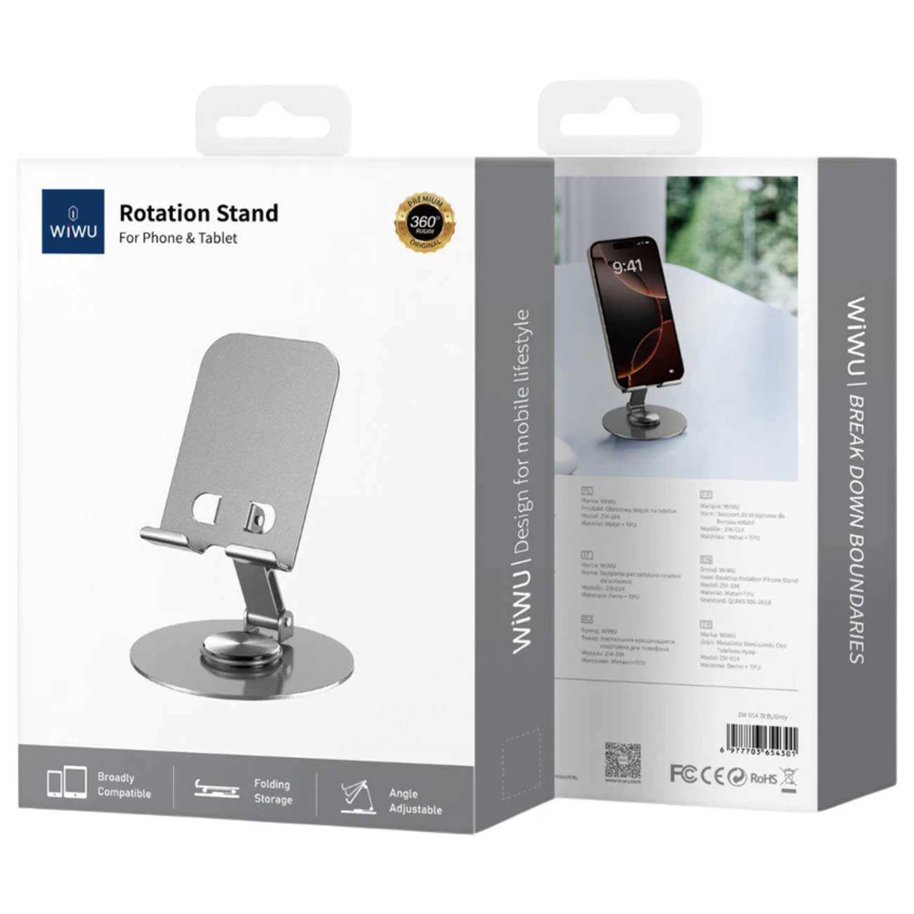 هولدر گوشی موبایل و تبلت رومیزی فلزی تاشو با چرخش 360 درجه ویوو ZM-014