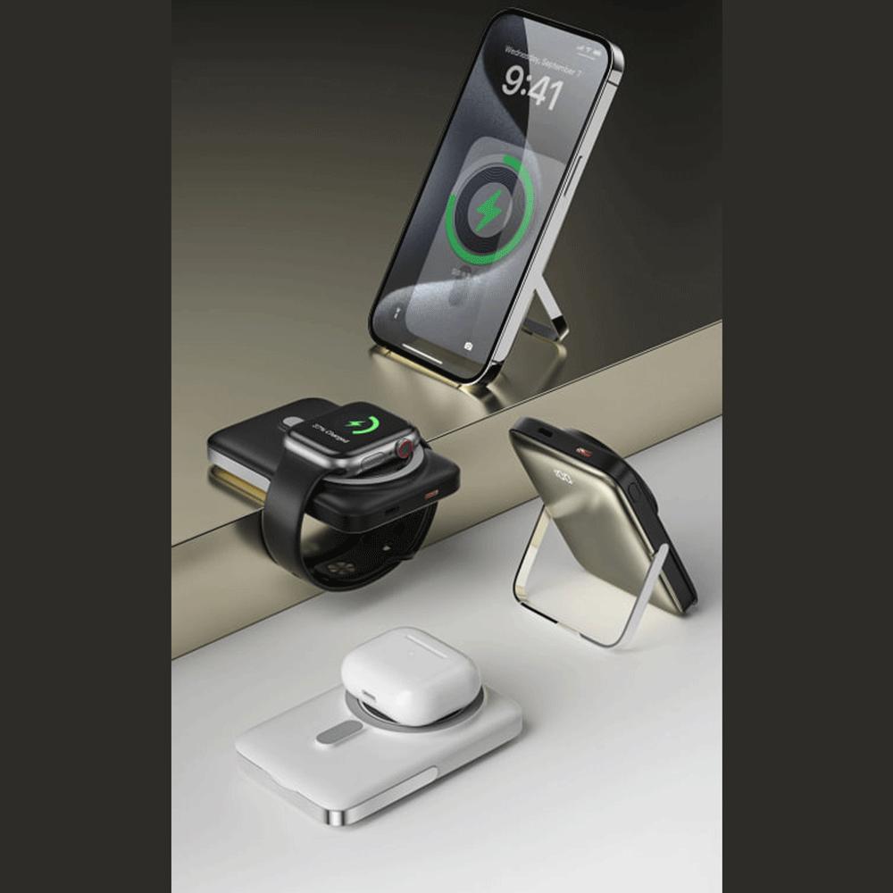 پاوربانک مگنتی 10000 میلیآمپر 15 وات، شارژر بیسیم اپلواچ 2.5 وات و تایپسی ویوو Wi-P018