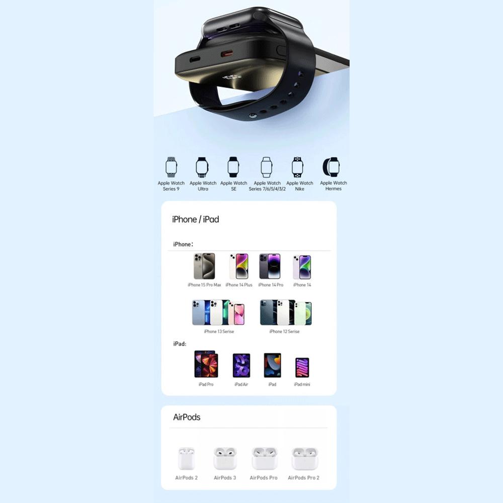 پاوربانک مگنتی 10000 میلیآمپر 15 وات، شارژر بیسیم اپلواچ 2.5 وات و تایپسی ویوو Wi-P018