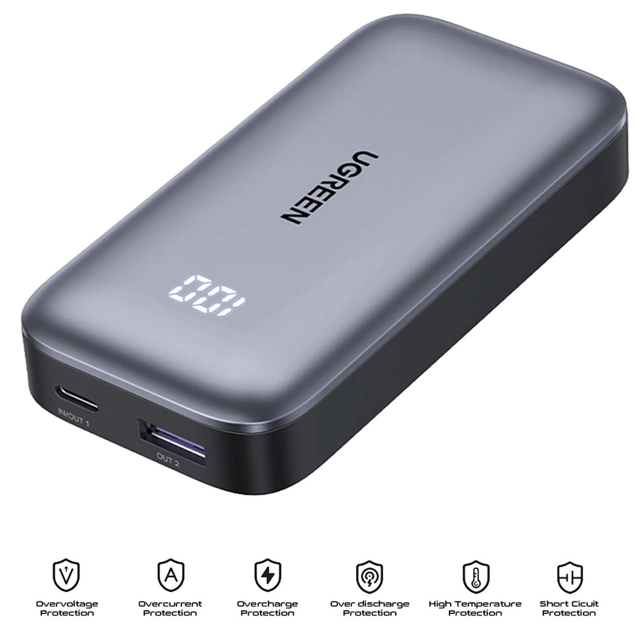 پاوربانک 10000 شارژ سریع تایپسی و یواسبی 30 وات یوگرین PB501 25189