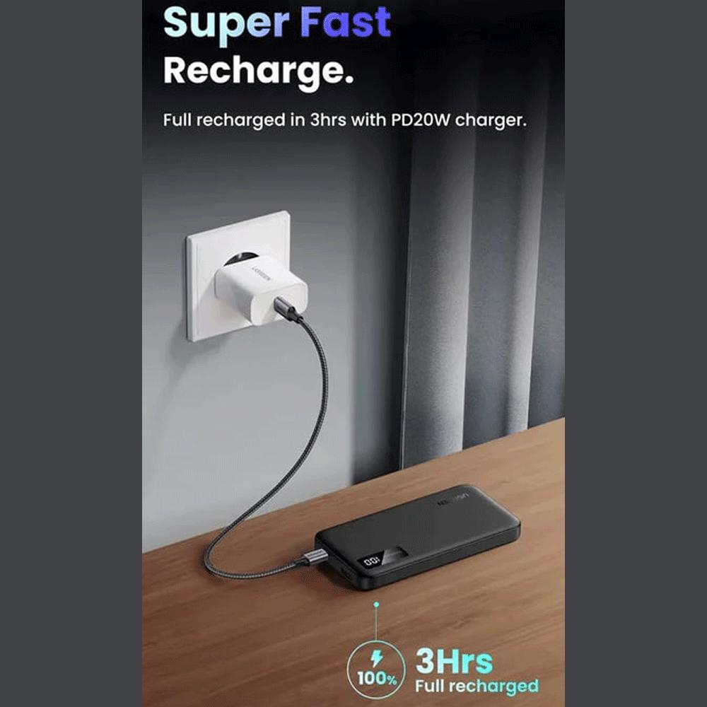 پاوربانک 10000 شارژ سریع 20 وات Type-C و 22.5 وات USB یوگرین PB311 25742