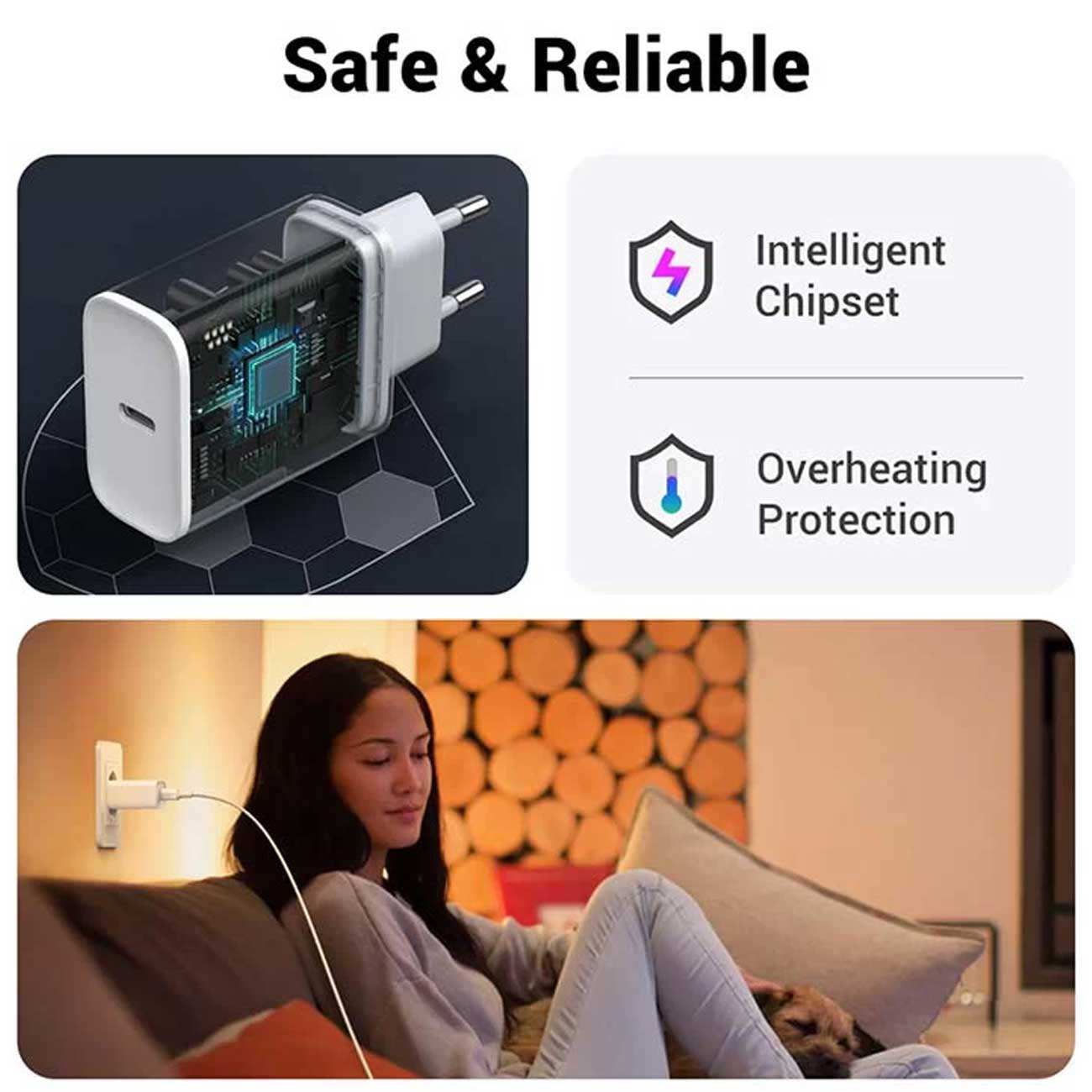 شارژر دیواری تایپ سی فست 20 وات یوگرین CD137 60450