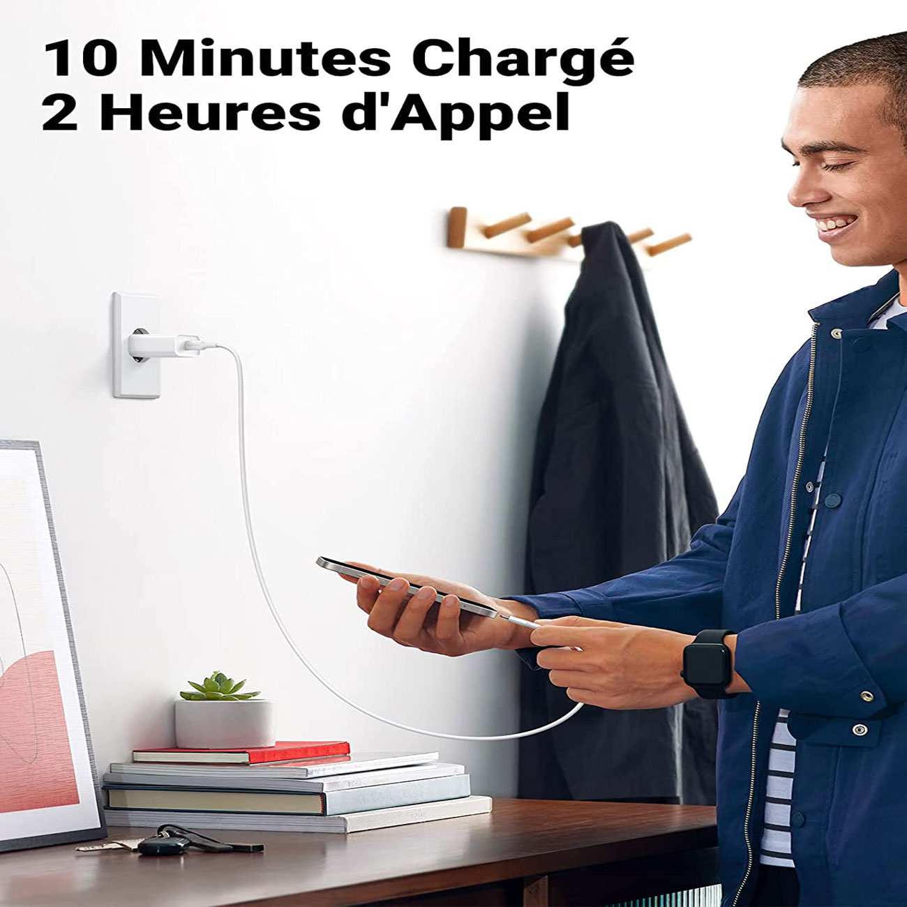 شارژر دیواری تایپ سی 20 وات همراه کابل تایپ سی به لایتنینگ یک متری یوگرین CD137 50698