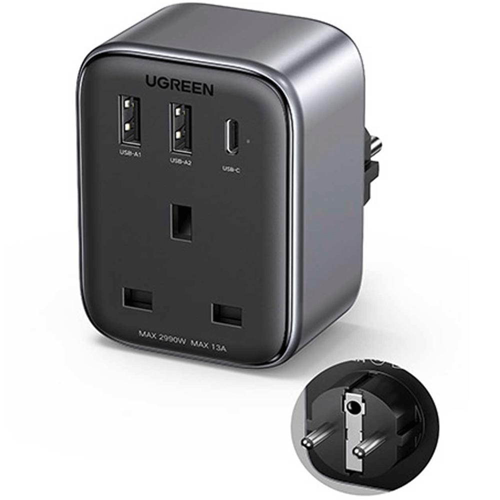 چندراهی برق و شارژر دیواری یک سوکت، یک تایپ سی و دو یواسبی 30 وات یوگرین CD314 15290