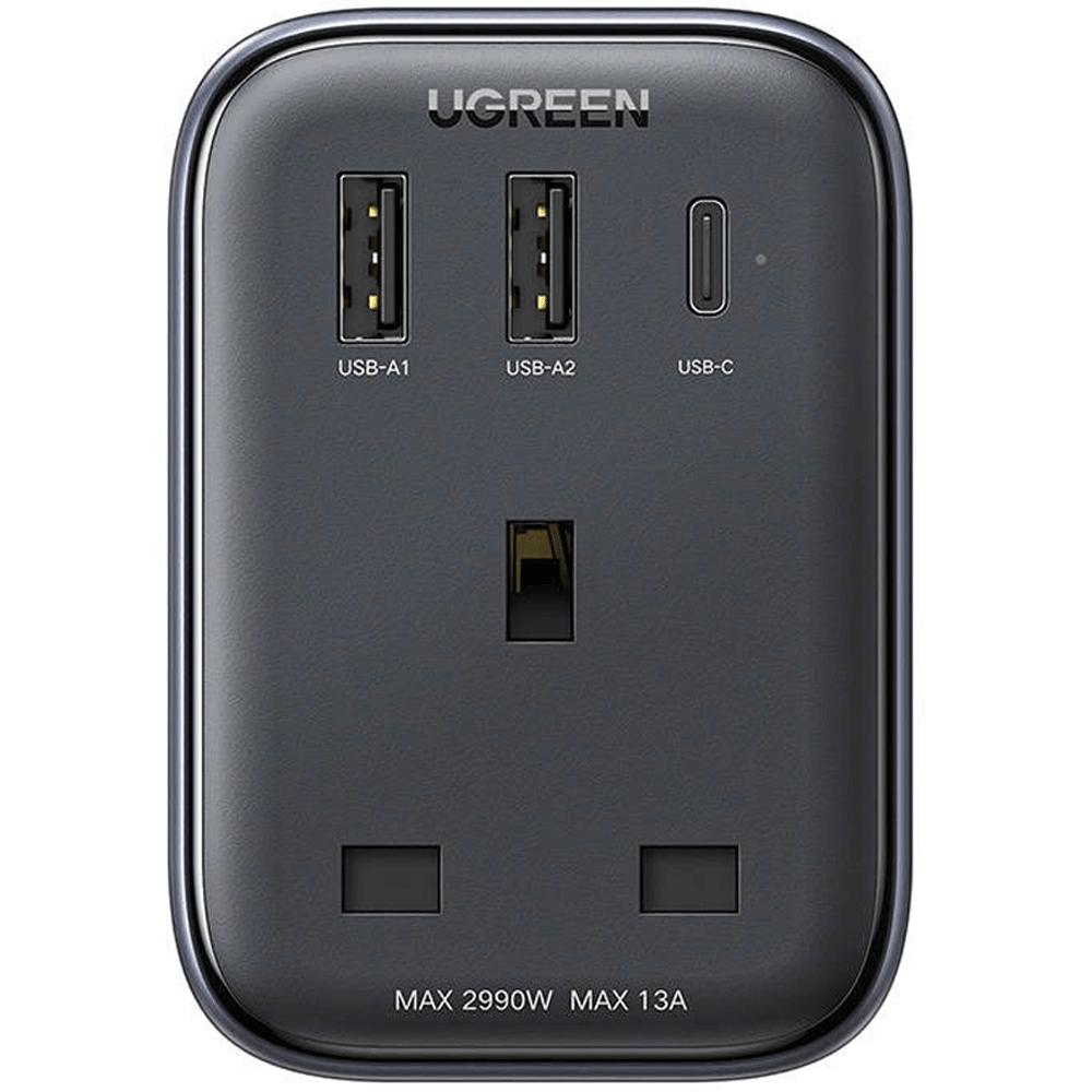 چندراهی برق و شارژر دیواری یک سوکت، یک تایپ سی و دو یواسبی 30 وات یوگرین CD314 15290