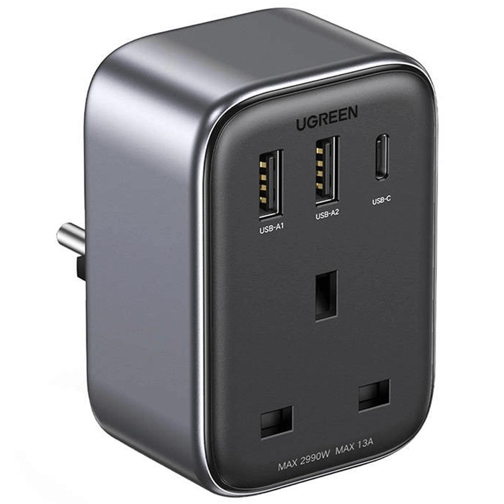 چندراهی برق و شارژر دیواری یک سوکت، یک تایپ سی و دو یواسبی 30 وات یوگرین CD314 15290