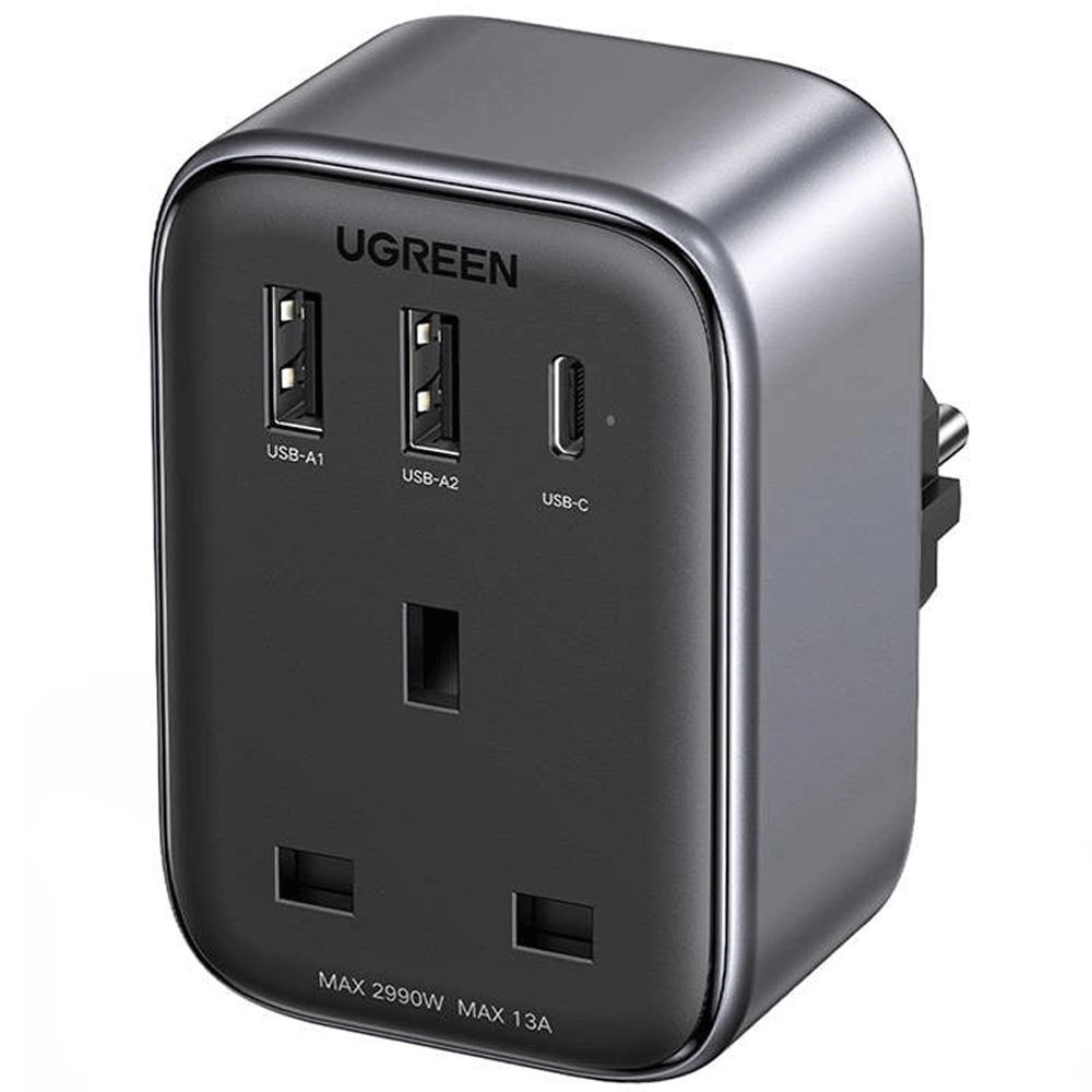 چندراهی برق و شارژر دیواری یک سوکت، یک تایپ سی و دو یواسبی 30 وات یوگرین CD314 15290